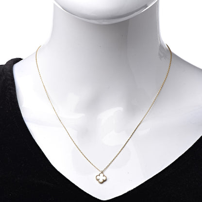 Van Cleef & Arpels 18K Yellow Gold Mother of Pearl Sweet Alhambra Pendant Necklace 2 of 7