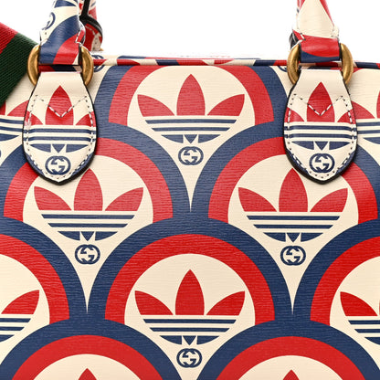 Gucci X ADIDAS Shangai Calfskin Web Trefoil Interlocking G Mini Duffle Bag Red White Blue 9 of 11