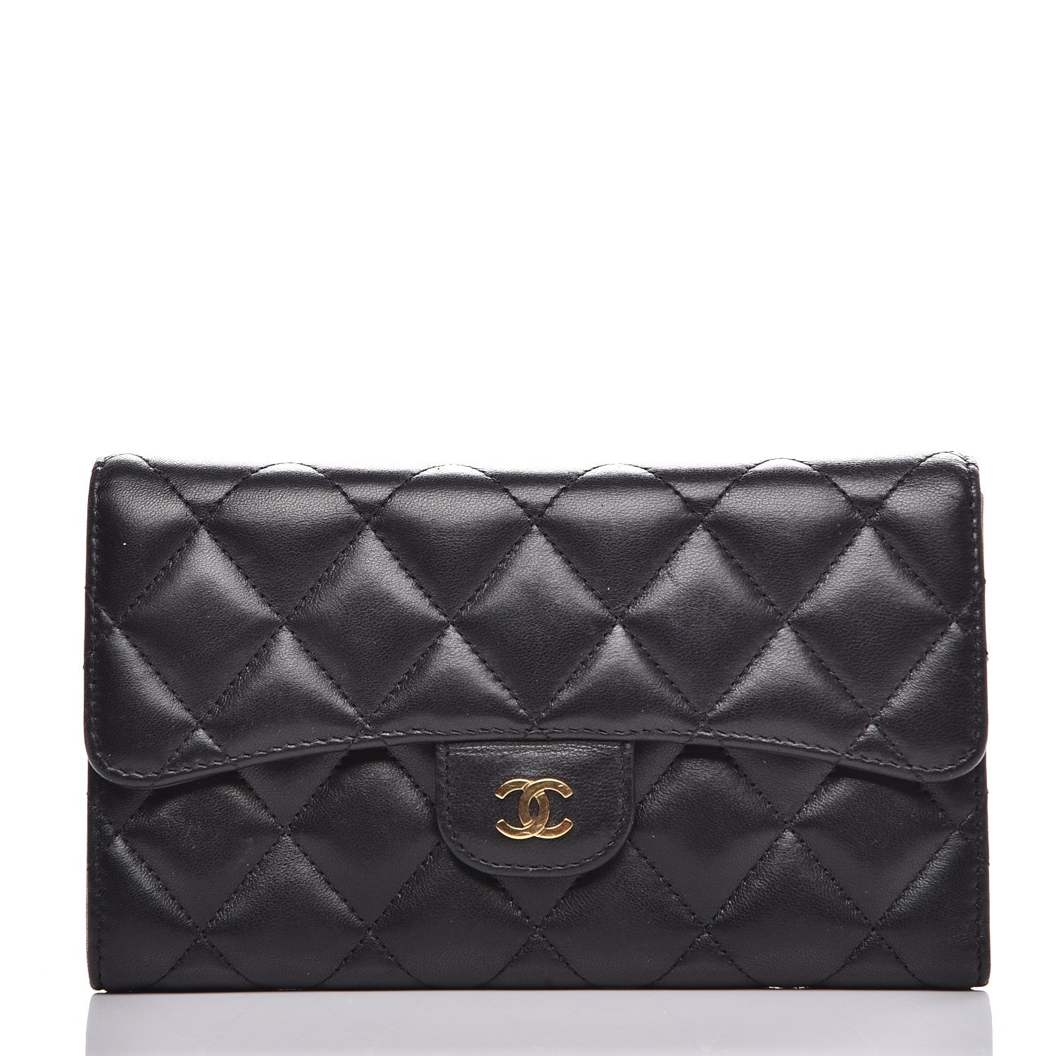 Chanel Lambskin Quilted Large Flap Wallet Black 1 of 11