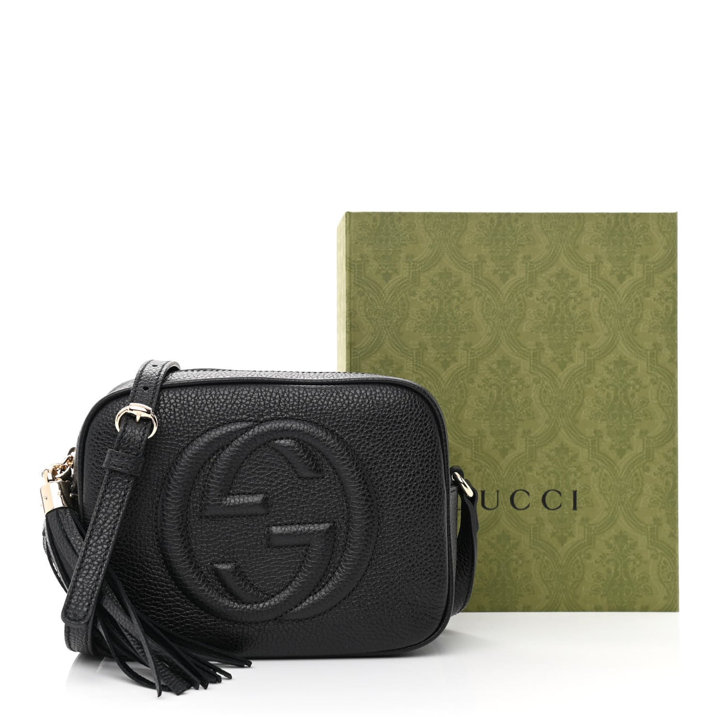 Pebbled Calfskin Small Soho Disco Bag Black