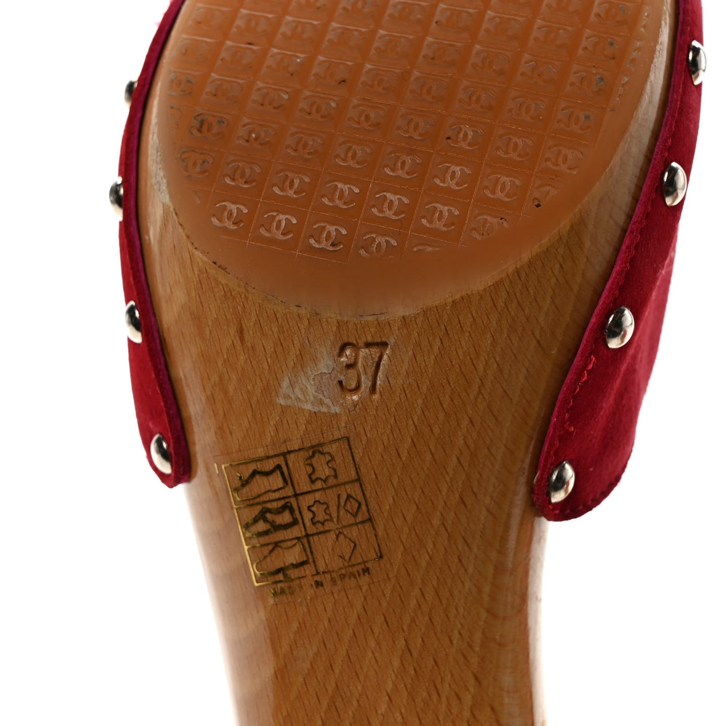 Suede CC Buckle Clogs 37 Red