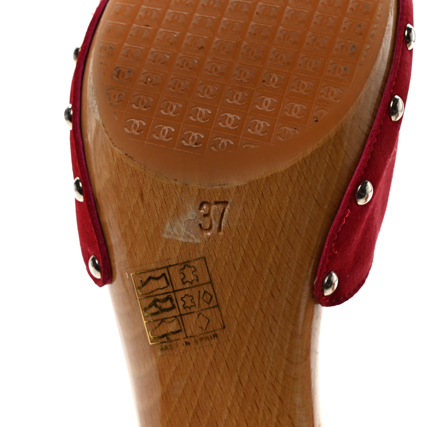 Chanel Suede CC Buckle Clogs 37 Red 6 of 8