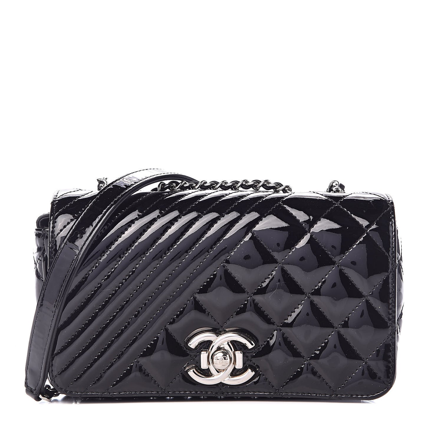 Patent Quilted Small Coco Boy Flap Black