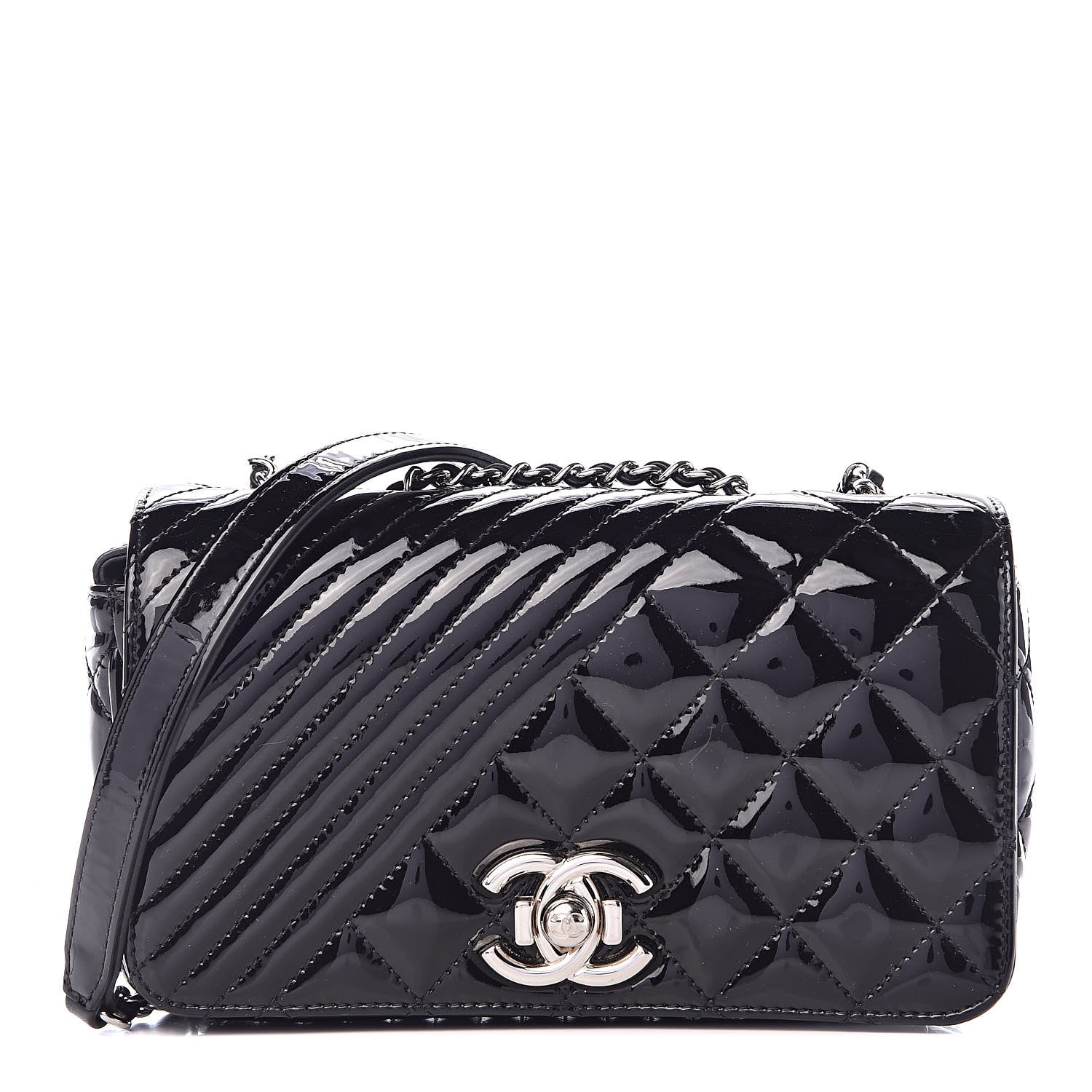 Chanel Patent Quilted Small Coco Boy Flap Black 1 of 12
