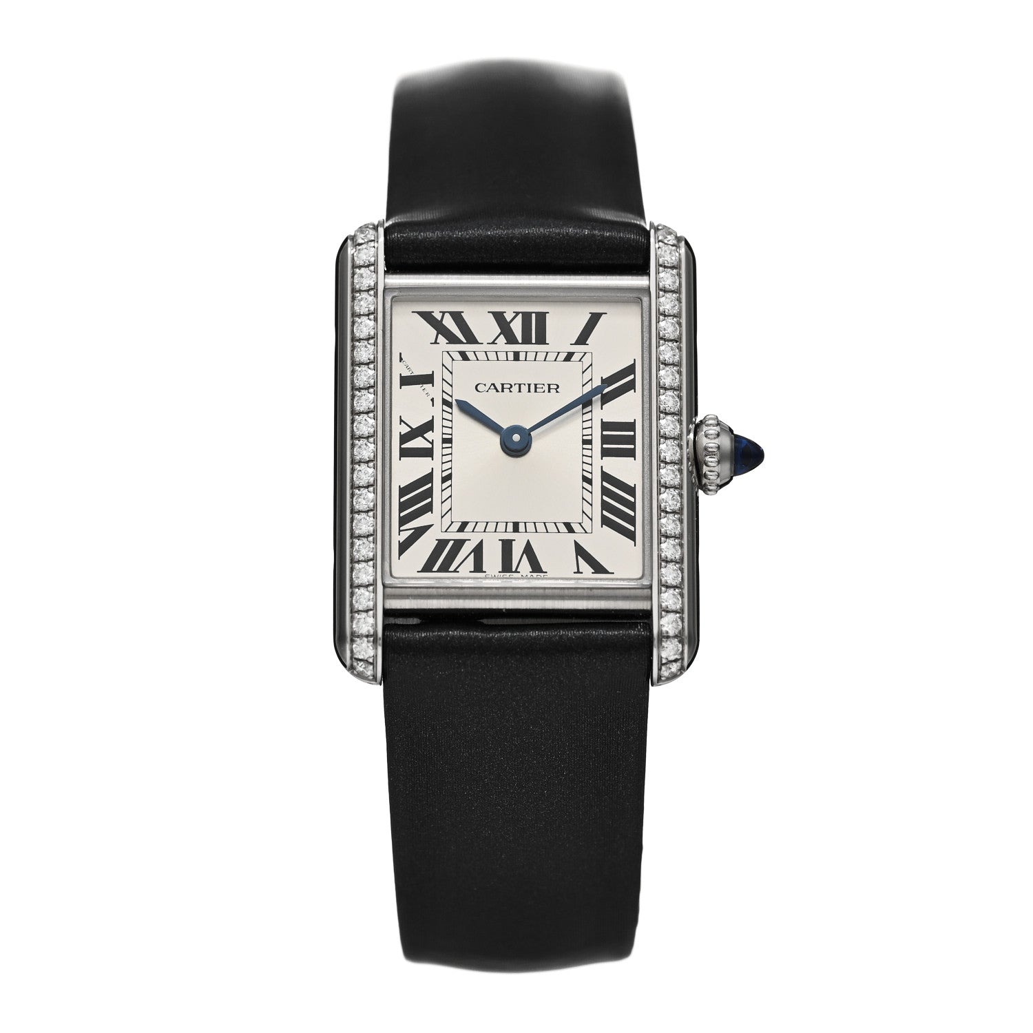 Cartier Stainless Steel Satin Diamond 22mm Must de Cartier Tank Quartz Watch 1 of 5