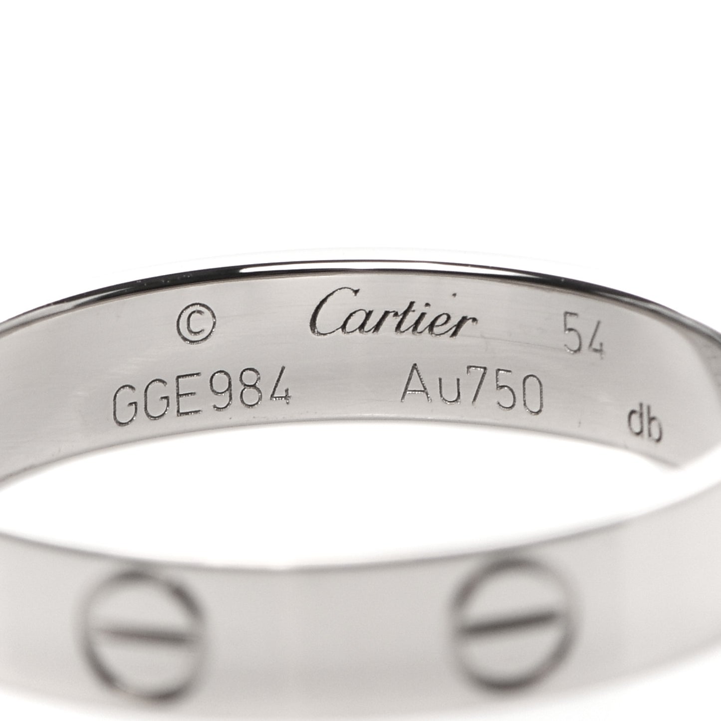 18K White Gold 3.5mm LOVE Wedding Band Ring 54 6.75