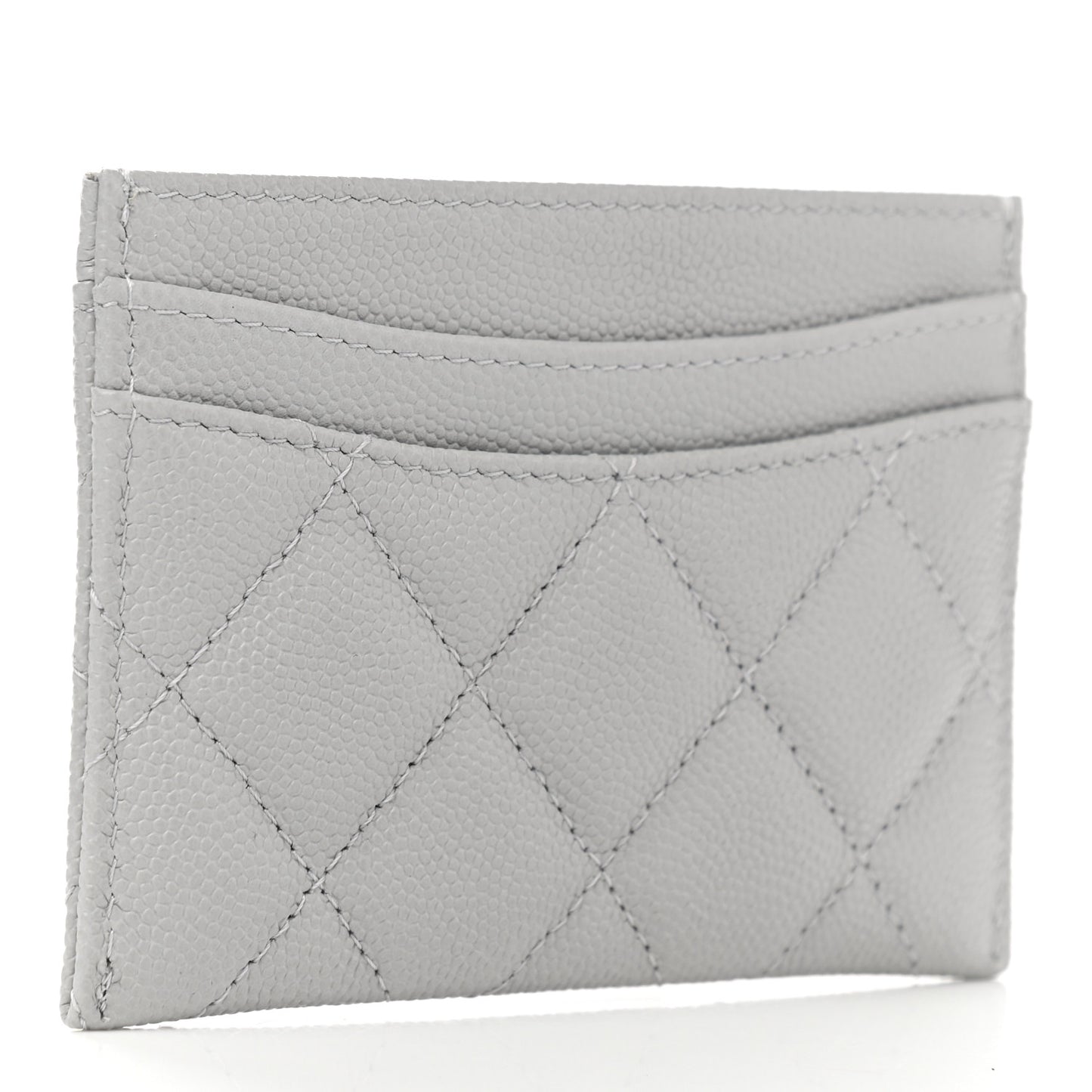 Caviar Quilted Card Holder Grey