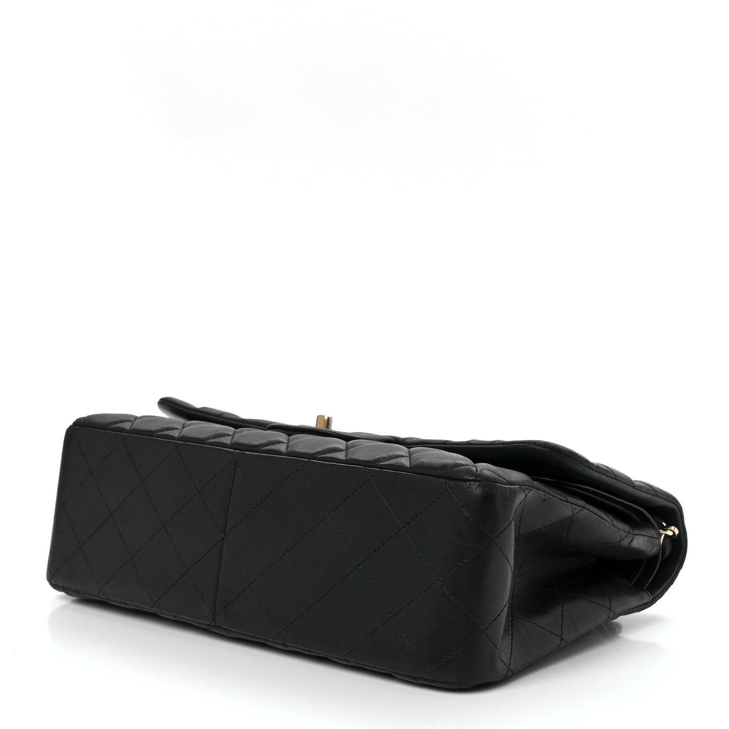 Lambskin Quilted Jumbo Double Flap Black