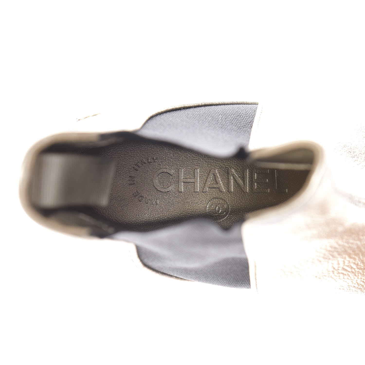 Chanel Fantasy Laminated Lambskin Cap Toe Ankle Boots 38 Gold 7 of 10