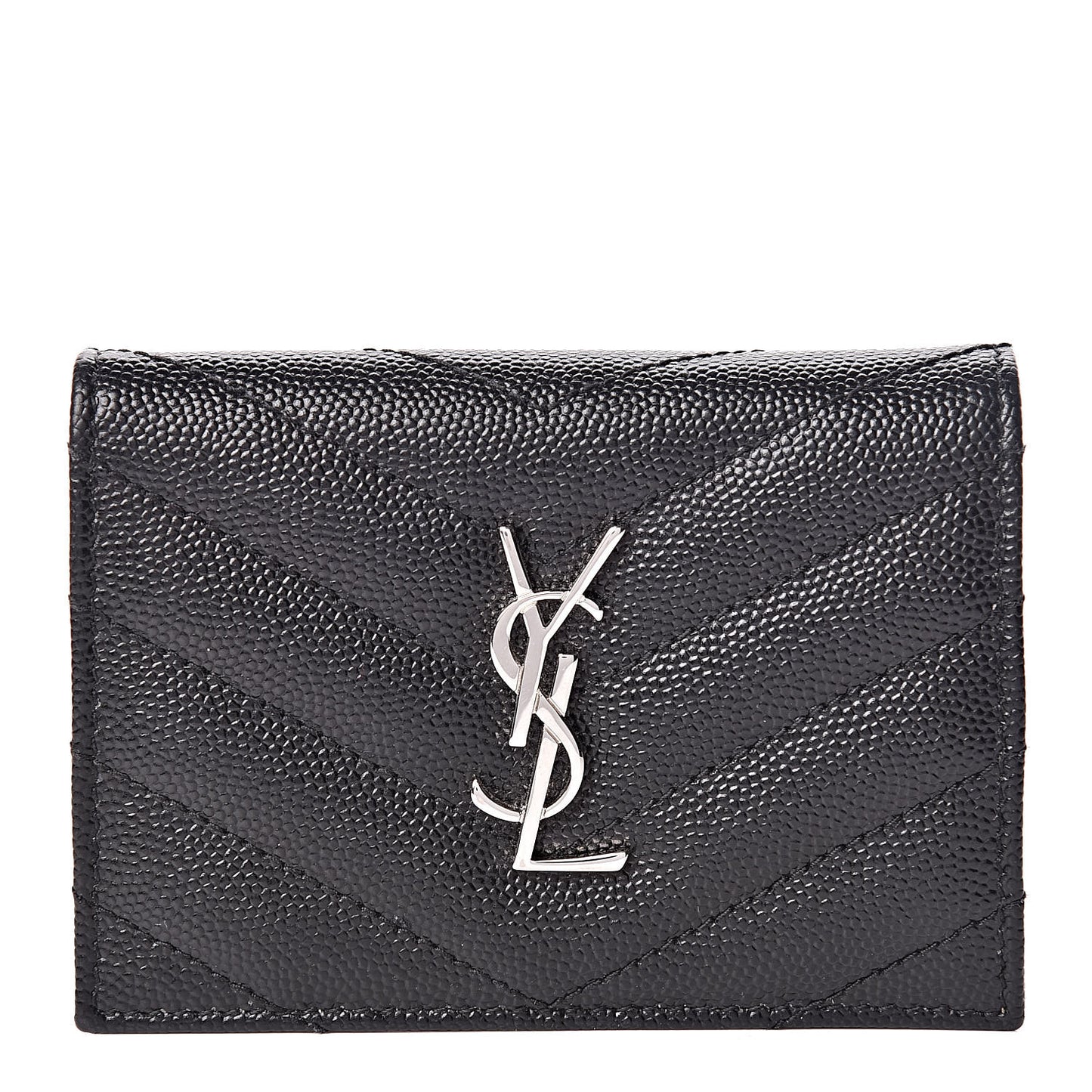 Grain De Poudre Matelasse Chevron Monogram Card Case Black