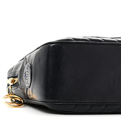 Chanel Lambskin Chevron Quilted Camera Case Navy 9 of 10