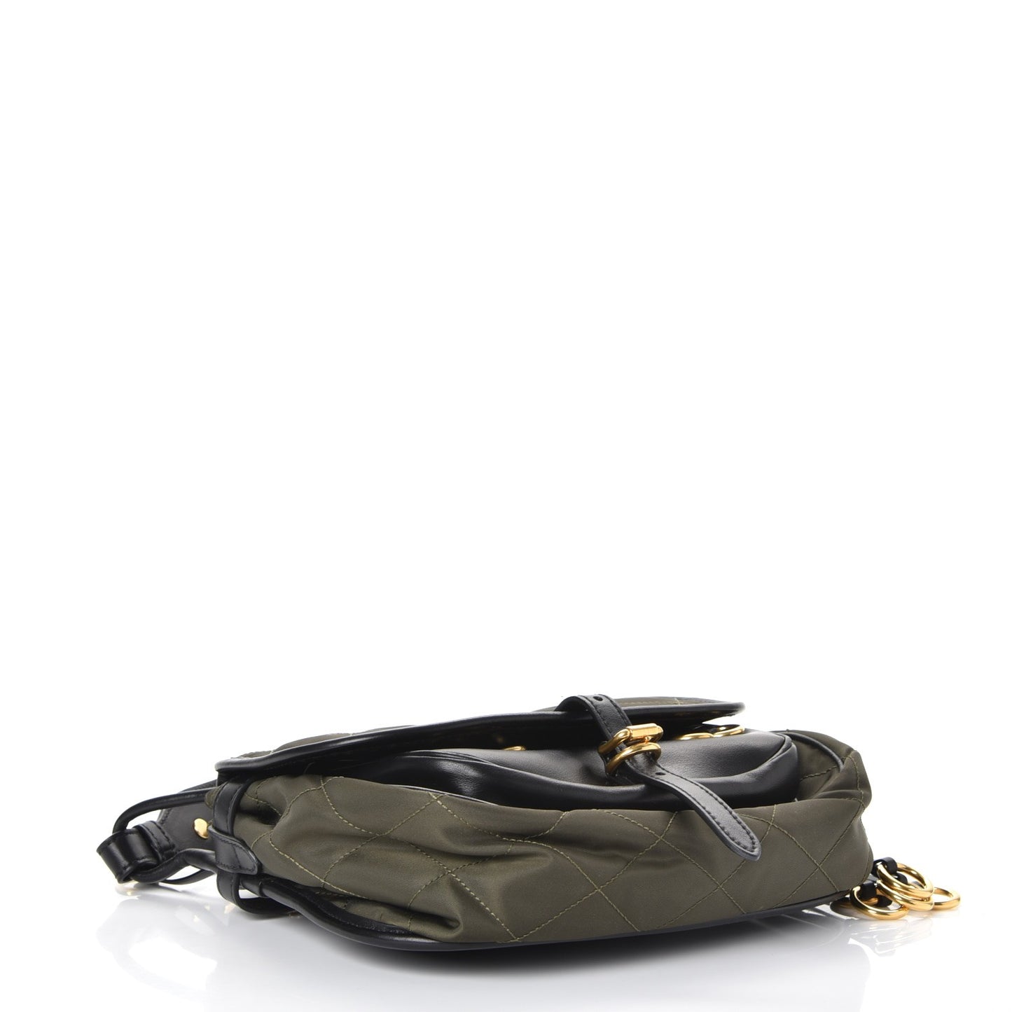 Nylon Calf Quilted Corsaire Bag Militare Nero Black