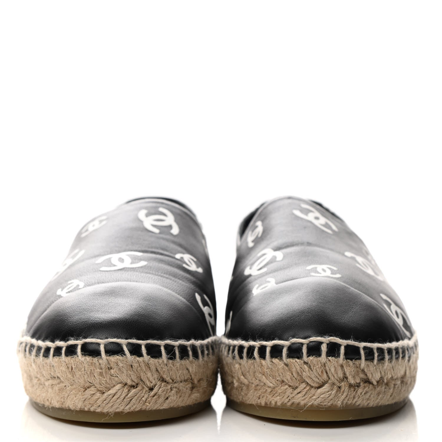 Chanel Lambskin Printed CC Espadrilles 41 Black White 2 of 10