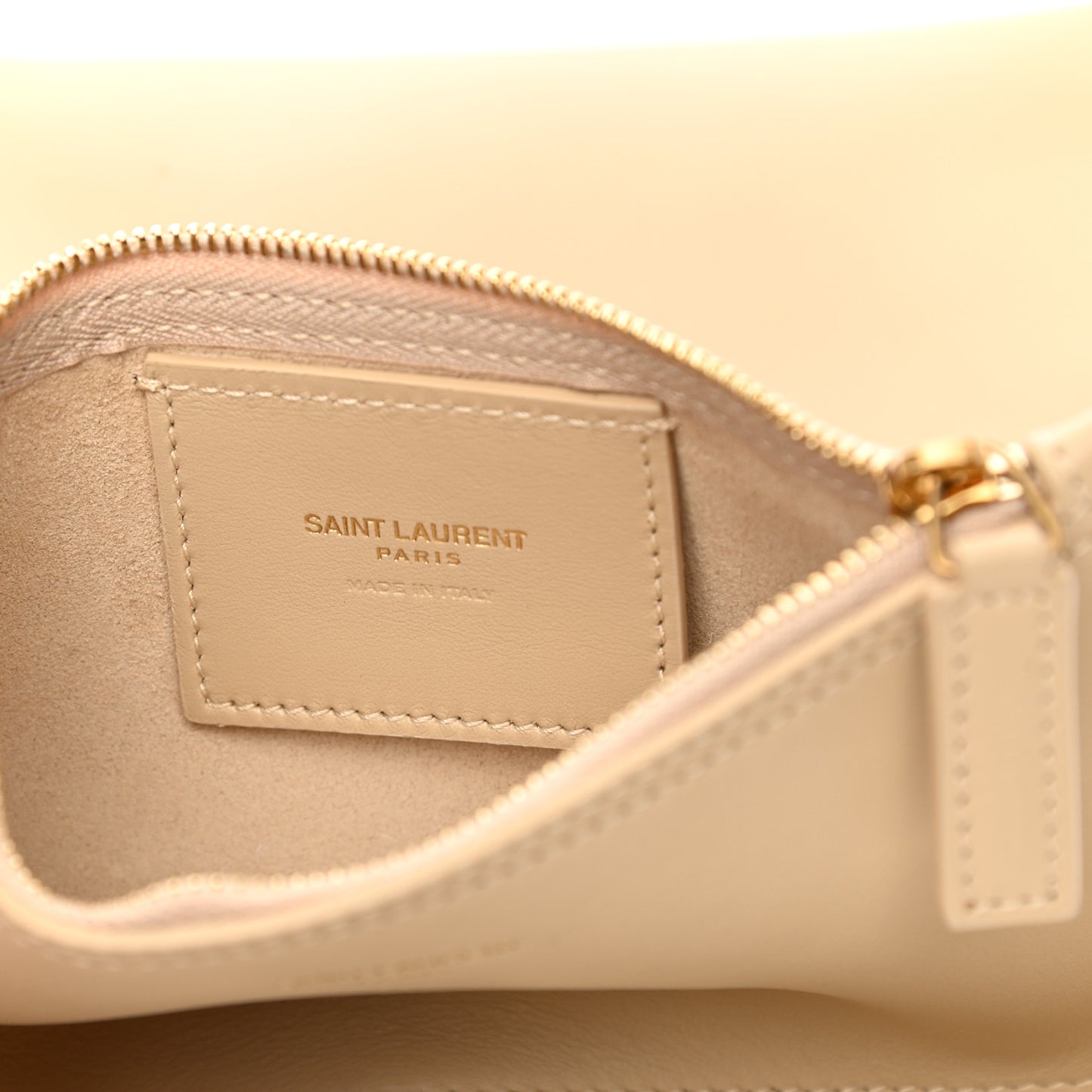 SAINT LAUREN Smooth Calfskin Small Suzanne Hobo Ivory Natural