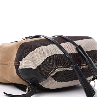 Burberry Overdyed Canvas Mega Check Medium Chiltern Backpack Black 12 of 13