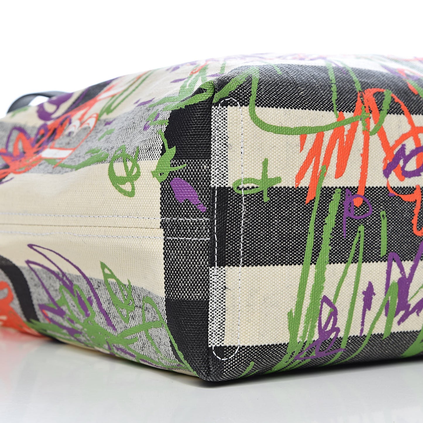 Coated Canvas Medium Reversible Doodle Tote White Black