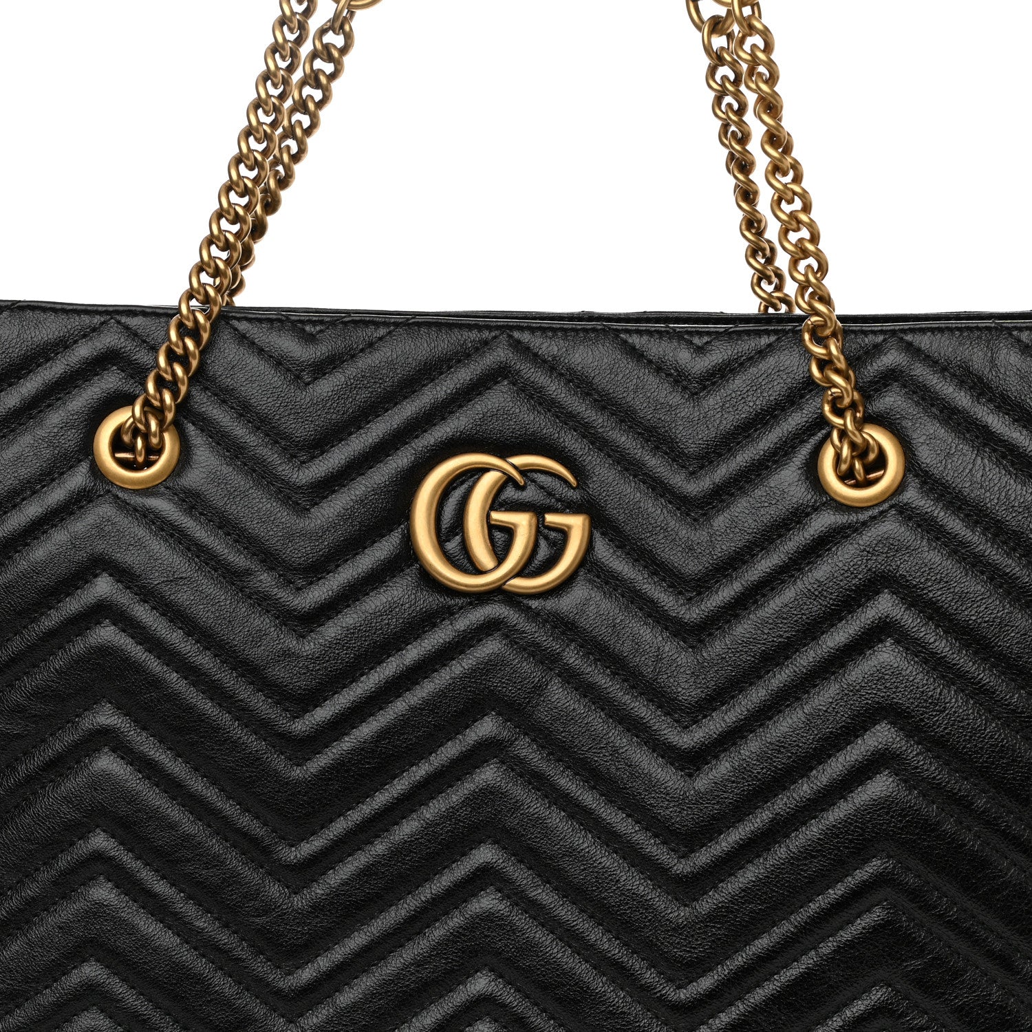 Gucci Azalea Calfskin Matelasse Large GG Marmont Slim Tote Black 8 of 10