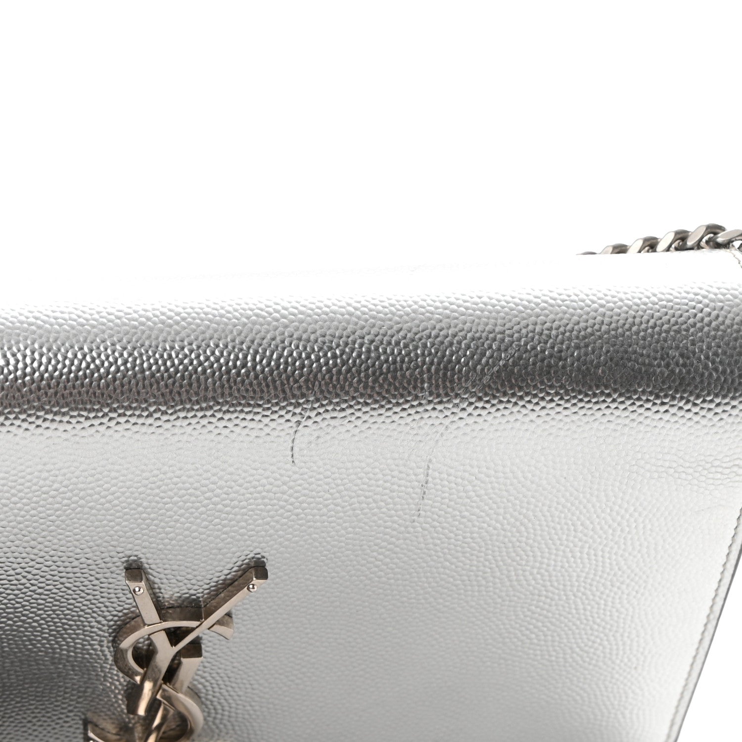 Saint Laurent Grain De Poudre Clasic Kate Monogram Tassel Chain Wallet Argento 14 of 15