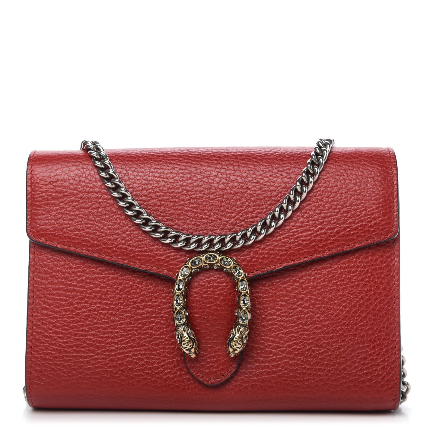 Calfskin Mini Dionysus Chain Wallet Hibiscus Red