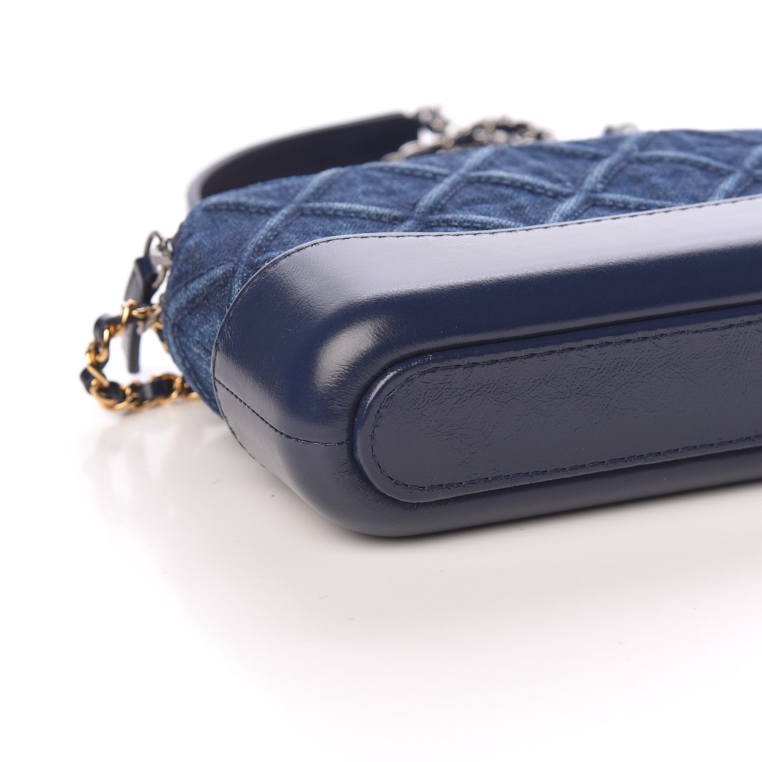 Chanel Denim Calfskin Quilted Small Gabrielle Clutch With Chain Blue 5 of 11