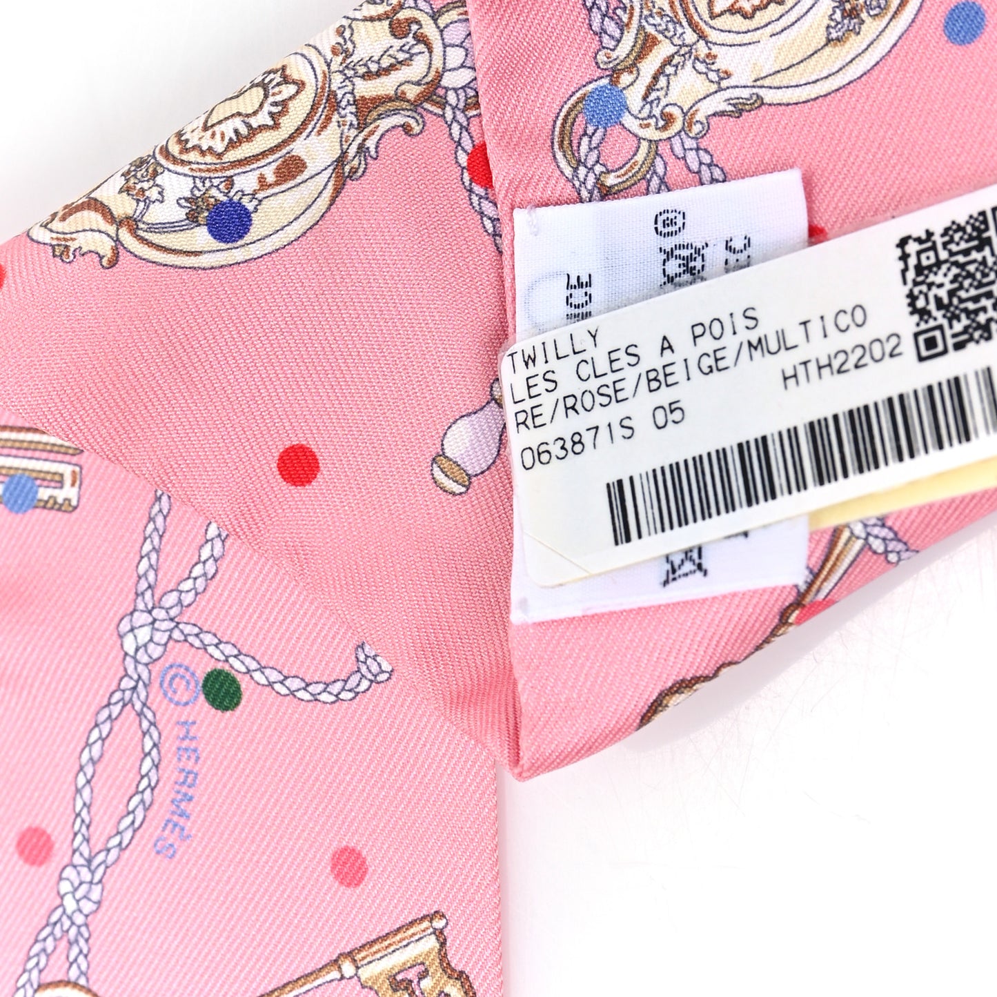 Silk Les Cles A Pois Twilly Rose Beige Multicolor