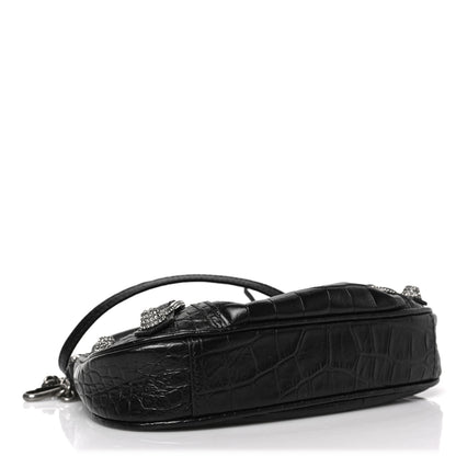 Balenciaga Extra Supple Calfskin Crystal Crocodile Embossed Le Cagole Mini Purse With Chain Black 4 of 8