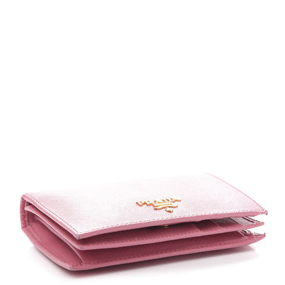 Prada Saffiano Metal Bi-Fold Wallet Begonia 4 of 10