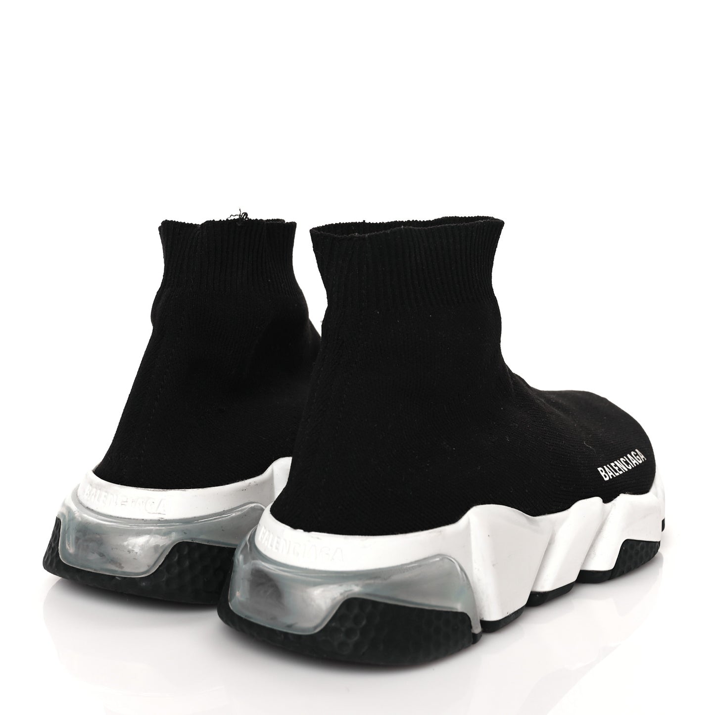 Neoprene Knit Womens Speed Clear Sole Sneakers 37 Black White
