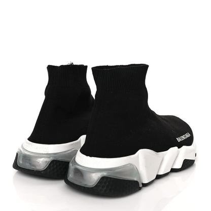 Balenciaga Neoprene Knit Womens Speed Clear Sole Sneakers 37 Black White 4 of 8