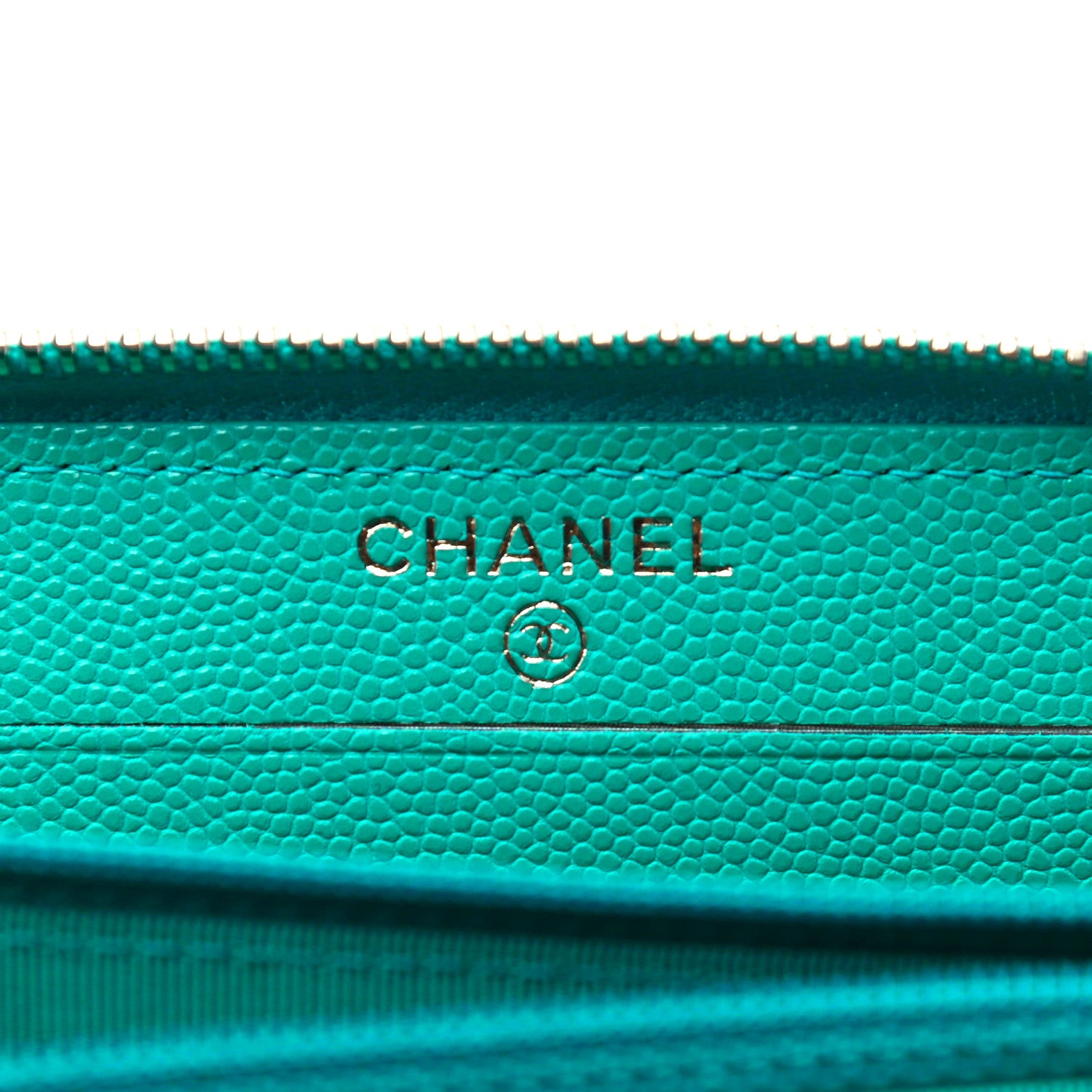 Chanel Caviar Quilted Small Zip Around Wallet Turquoise 8 of 10