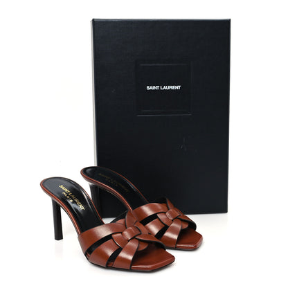 Saint Laurent Calfskin Tribute 85 Slide Sandals 35.5 New Papaya 10 of 10