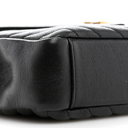 Saint Laurent Sheepskin Matelasse Chevron Monogram Medium College Bag Black 9 of 10