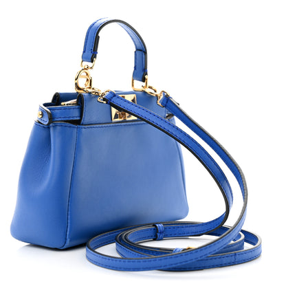 Fendi Shiny Nappa Micro Peekaboo Iconic Satchel Bluette 3 of 11
