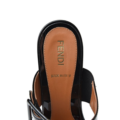 Fendi Patent Fabric FF Wedge Sandals 36 Tobacco Black 8 of 11