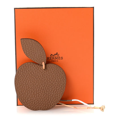 Hermes Taurillon Clemence Chevre Mysore Silk Petit H Apple Leaf Bag Charm 4 of 4