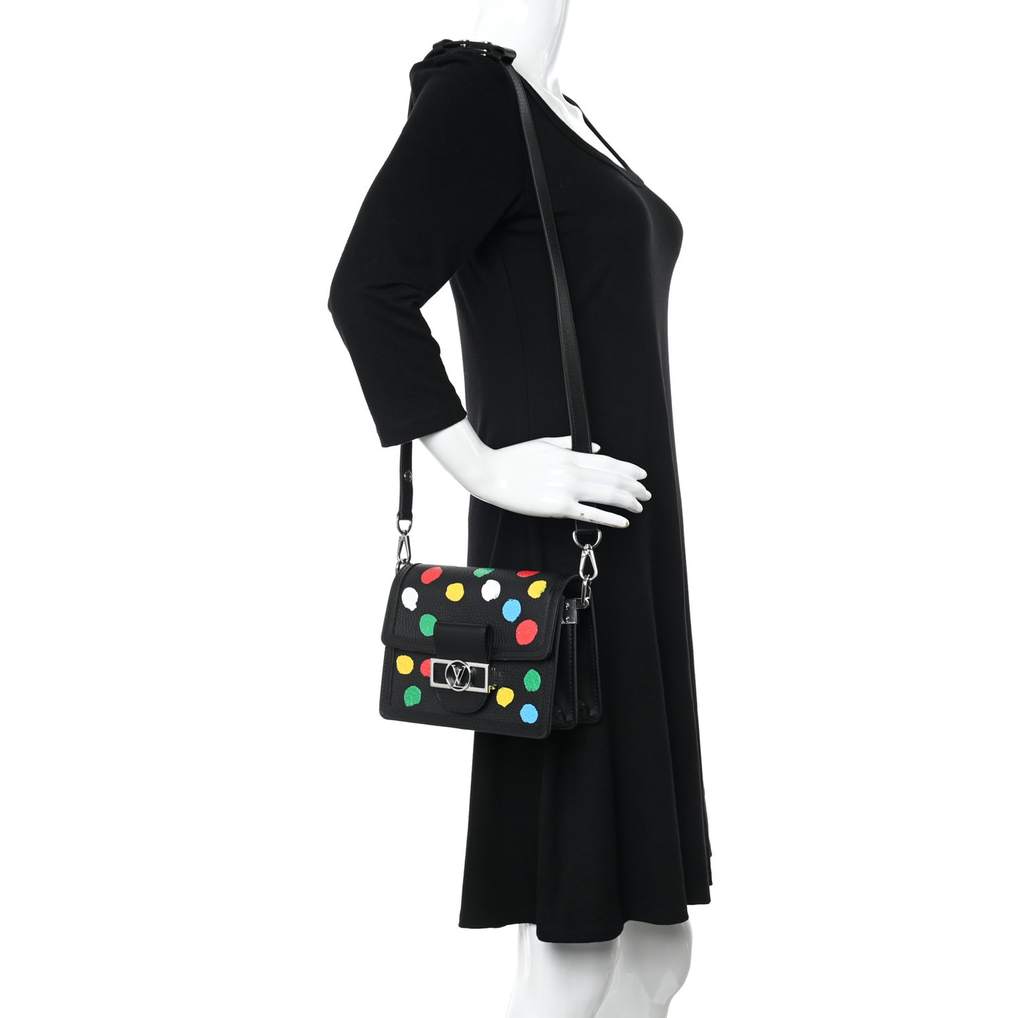 LV X YK Taurillon Dots Dauphine Mini Black