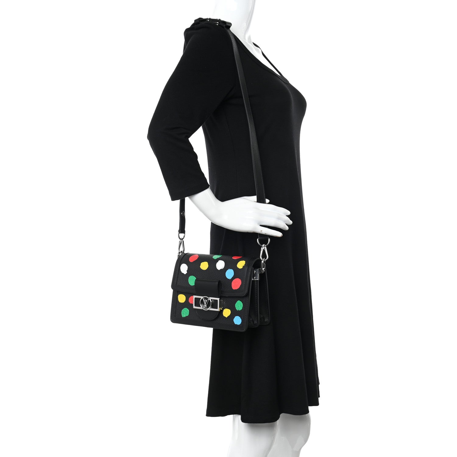 Louis Vuitton LV X YK Taurillon Dots Dauphine Mini Black 2 of 10