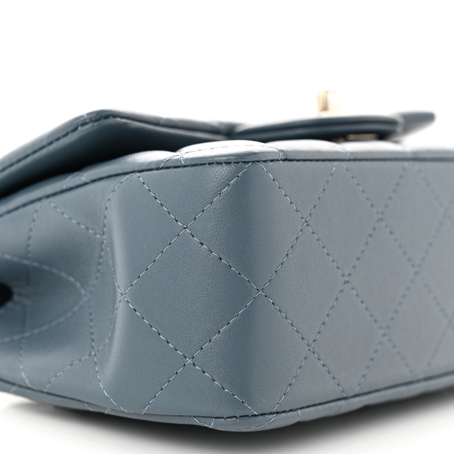 Lambskin Quilted Mini Top Handle Rectangular Flap Blue