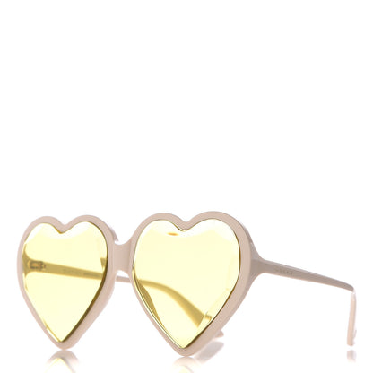 Gucci Hollywood Forever Heart Sunglasses GG0360S White Yellow 1 of 8