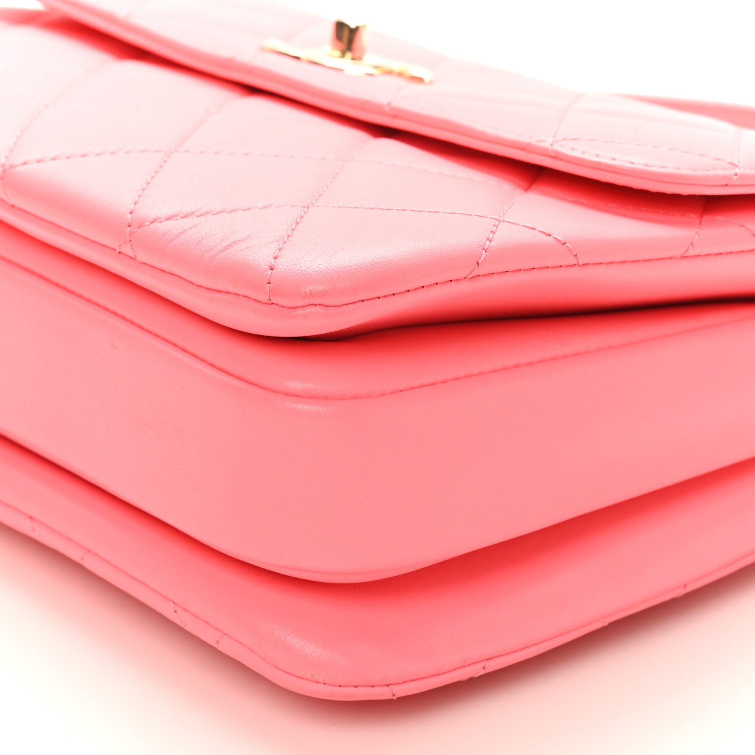Chanel Lambskin Lacquered Quilted Mini Trendy CC Dual Handle Flap Bag Coral Pink 10 of 10