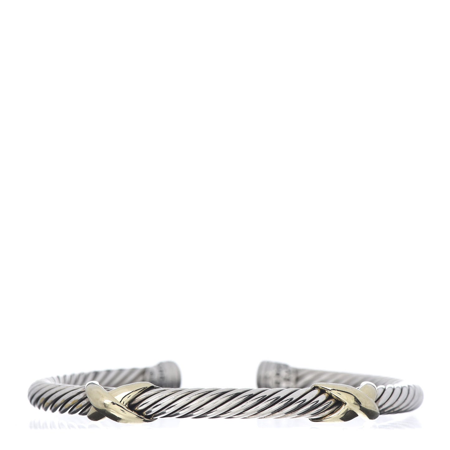 Sterling Silver 14K Yellow Gold 5mm Double X Cable Bracelet