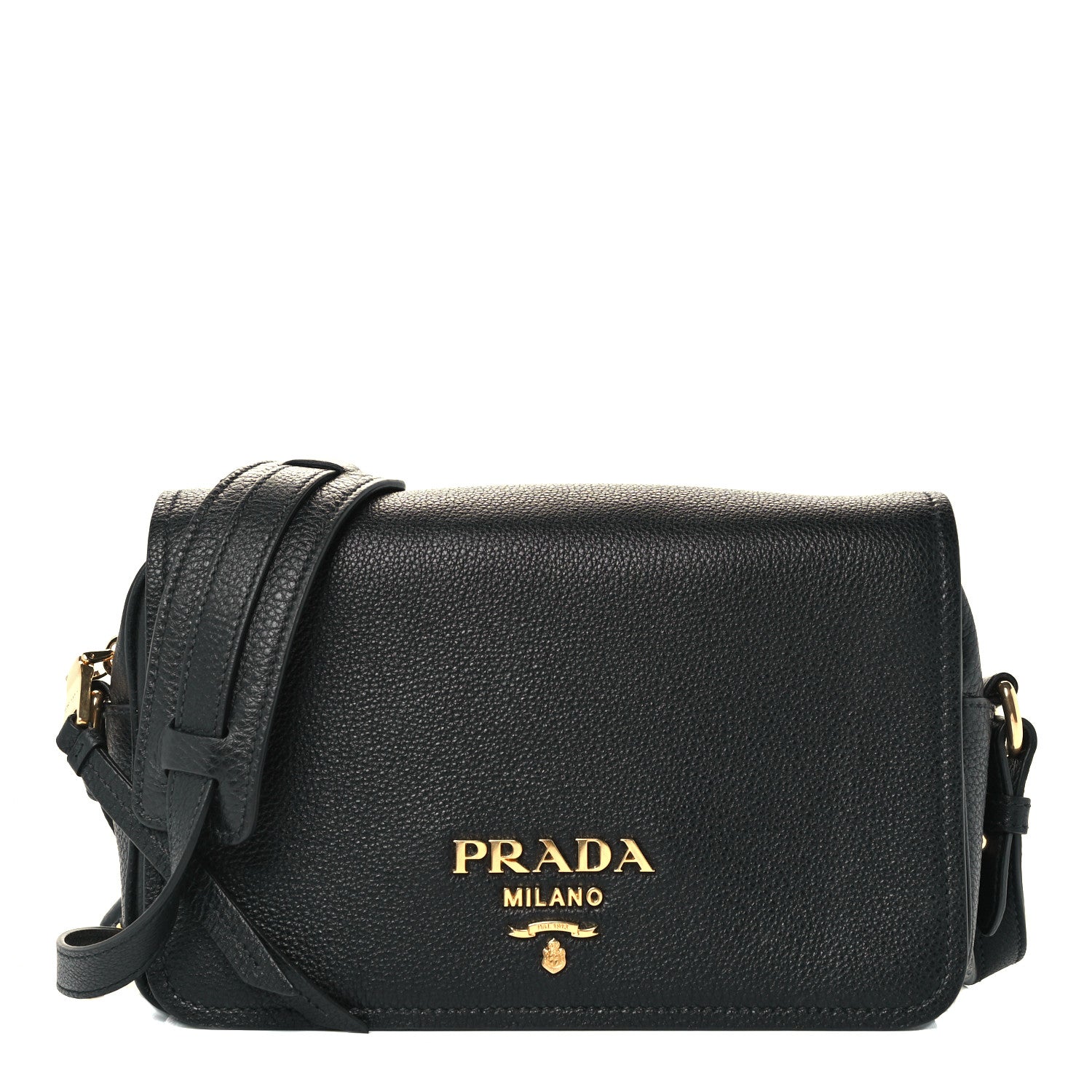 Prada Vitello Daino Flap Crossbody Black 1 of 9