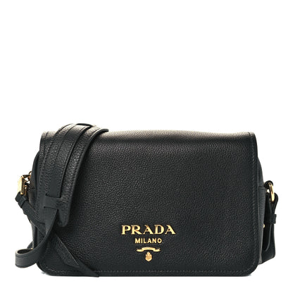 Prada Vitello Daino Flap Crossbody Black 1 of 9