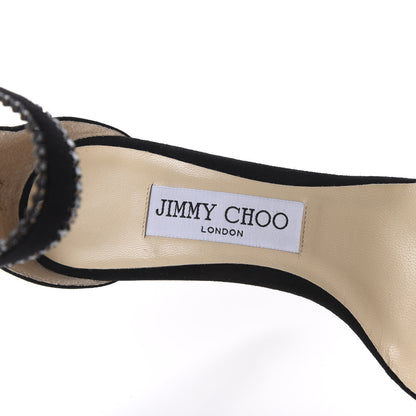 Jimmy Choo Suede Jewel Dochas 100 Open Toe Sandals 37 Black 7 of 9