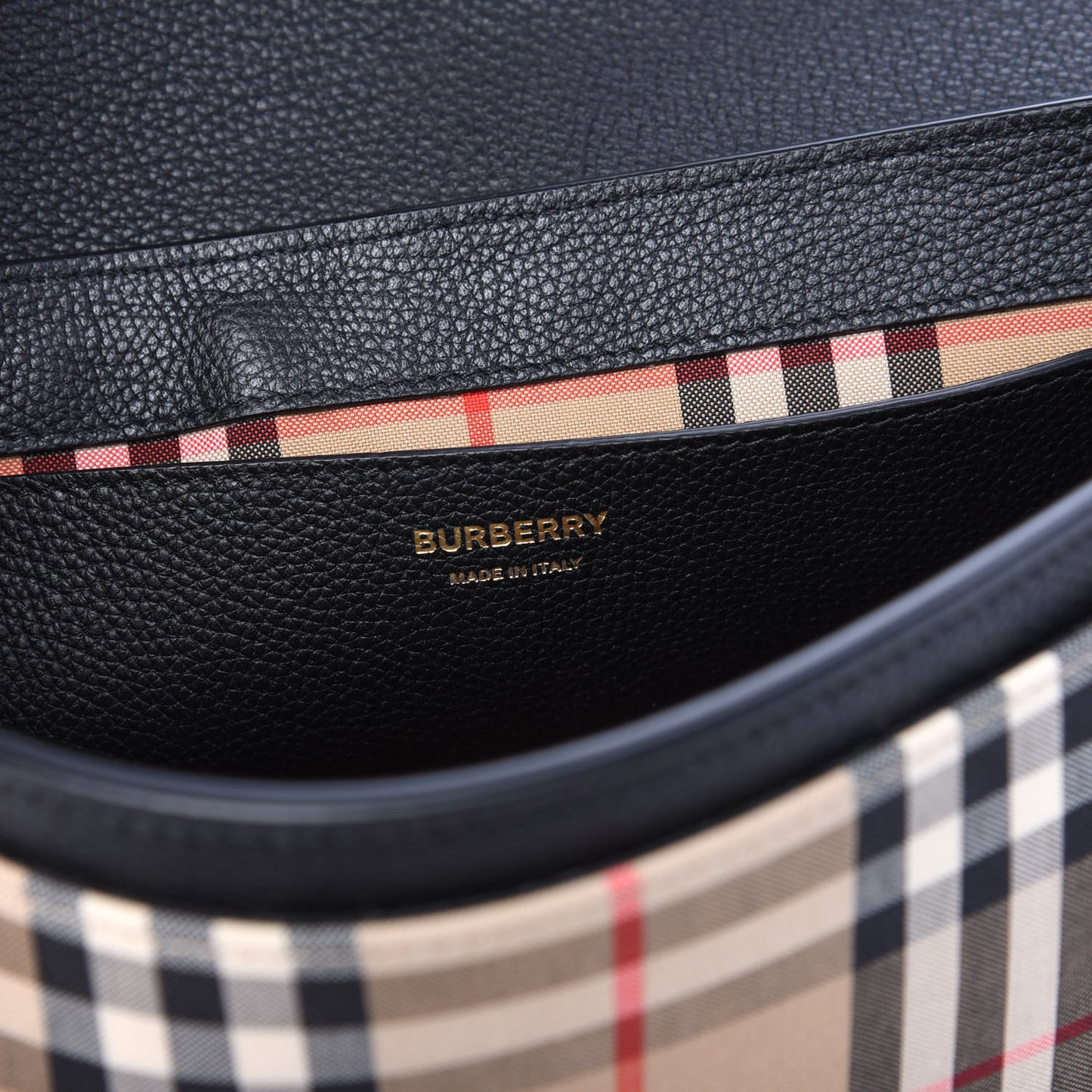 Grainy Calfskin Vintage Check Note Crossbody Bag Black