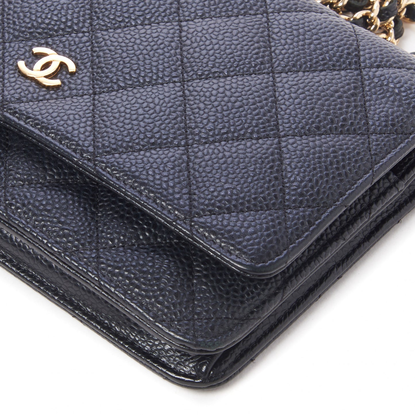 Caviar Quilted Wallet On Chain WOC Black