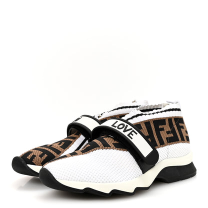 Fendi Stretch Yarn FF Stiff Band Rockoko Sneakers 36 Black White Tobacco 4 of 9
