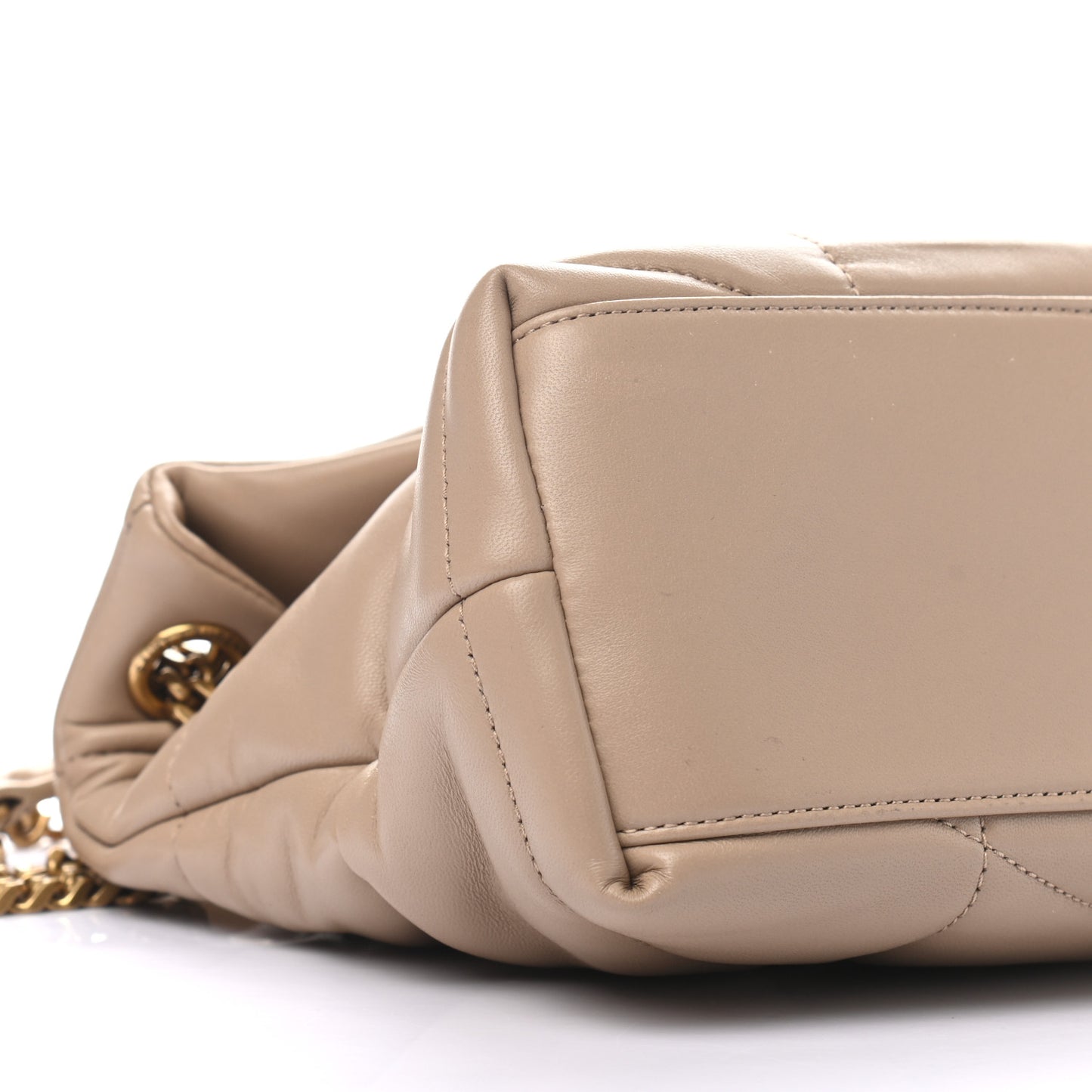 Lambskin Quilted Small Loulou Puffer Monogram Chain Satchel Dark Beige