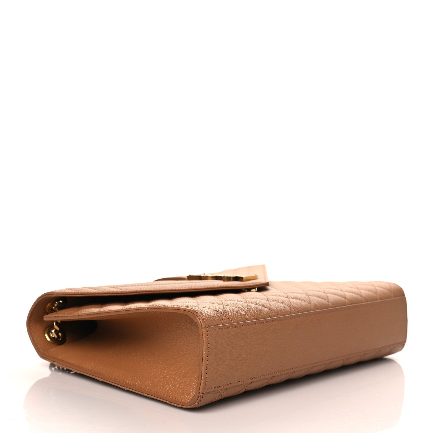Saint Laurent Grain De Poudre Textured Mixed Matelasse Triquilt Large Monogram Satchel Naturel 4 of 9