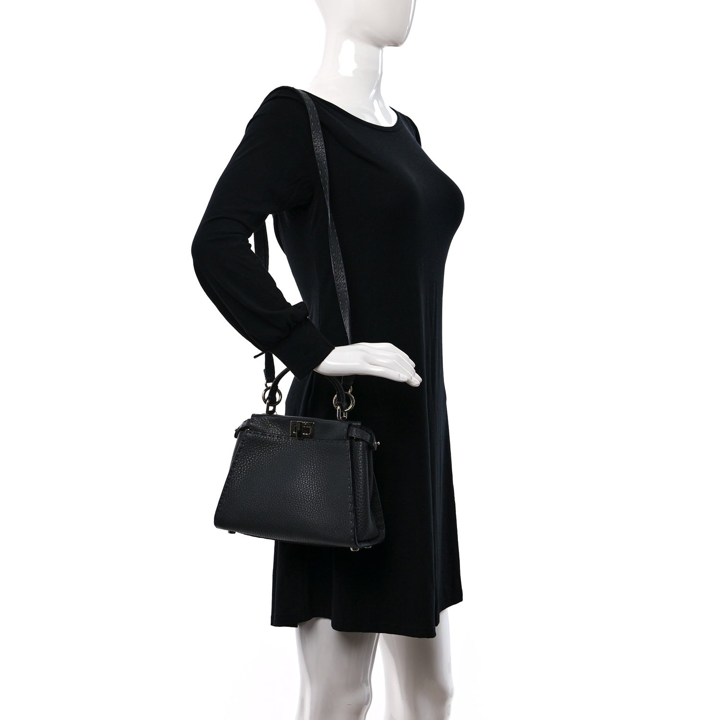 Cuoio Romano Selleria Bi-Color Mini Peekaboo Iconic Satchel Asfalto Latte